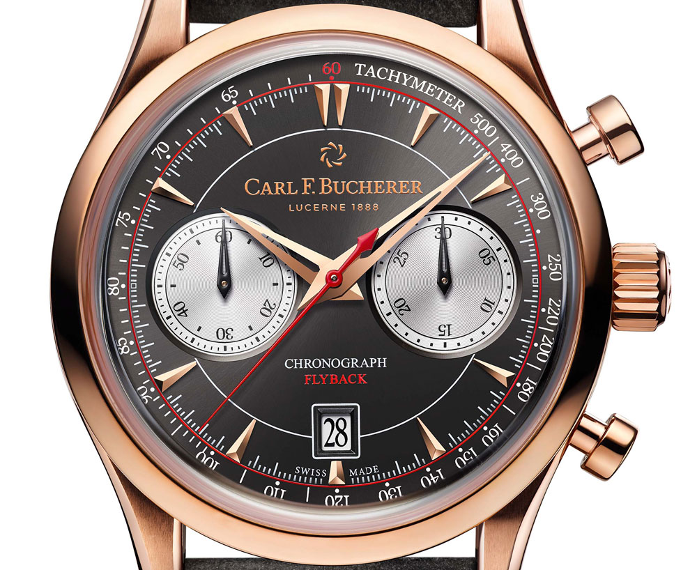Carl F. Bucherer declina el reloj Manero Flyback con caja de oro rosa y esfera negra
